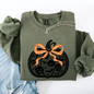 Halloween Pumpkin, Faux Lace, Coquette, Ribbon, Bows Sweatshirt