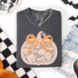 Halloween Pumpkin, Faux Lace, Coquette, Ribbon, Bows, Comfort Colors T-Shirt