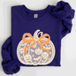 Halloween Pumpkin, Faux Lace, Coquette, Ribbon, Bows Sweatshirt