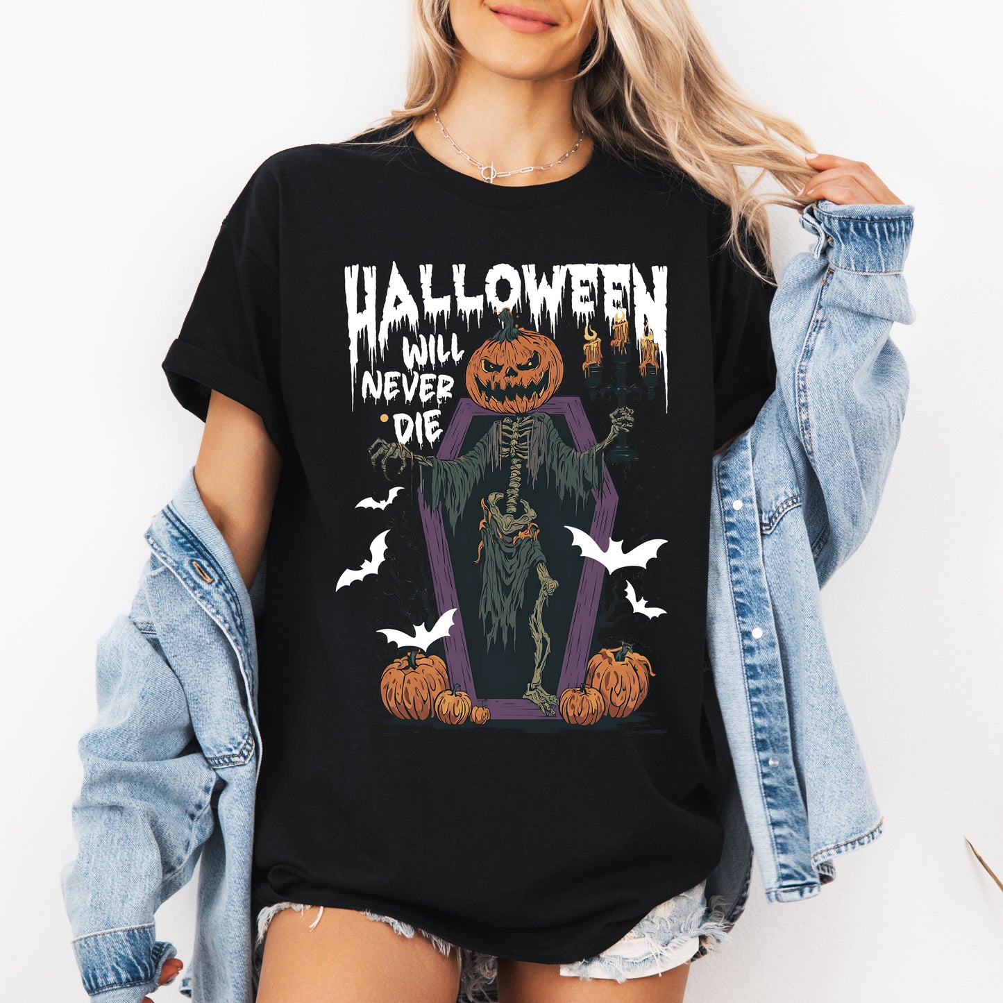Halloween Will Never Die, Spooky, Jack-o-Lantern, Pumpkin, Tshirt
