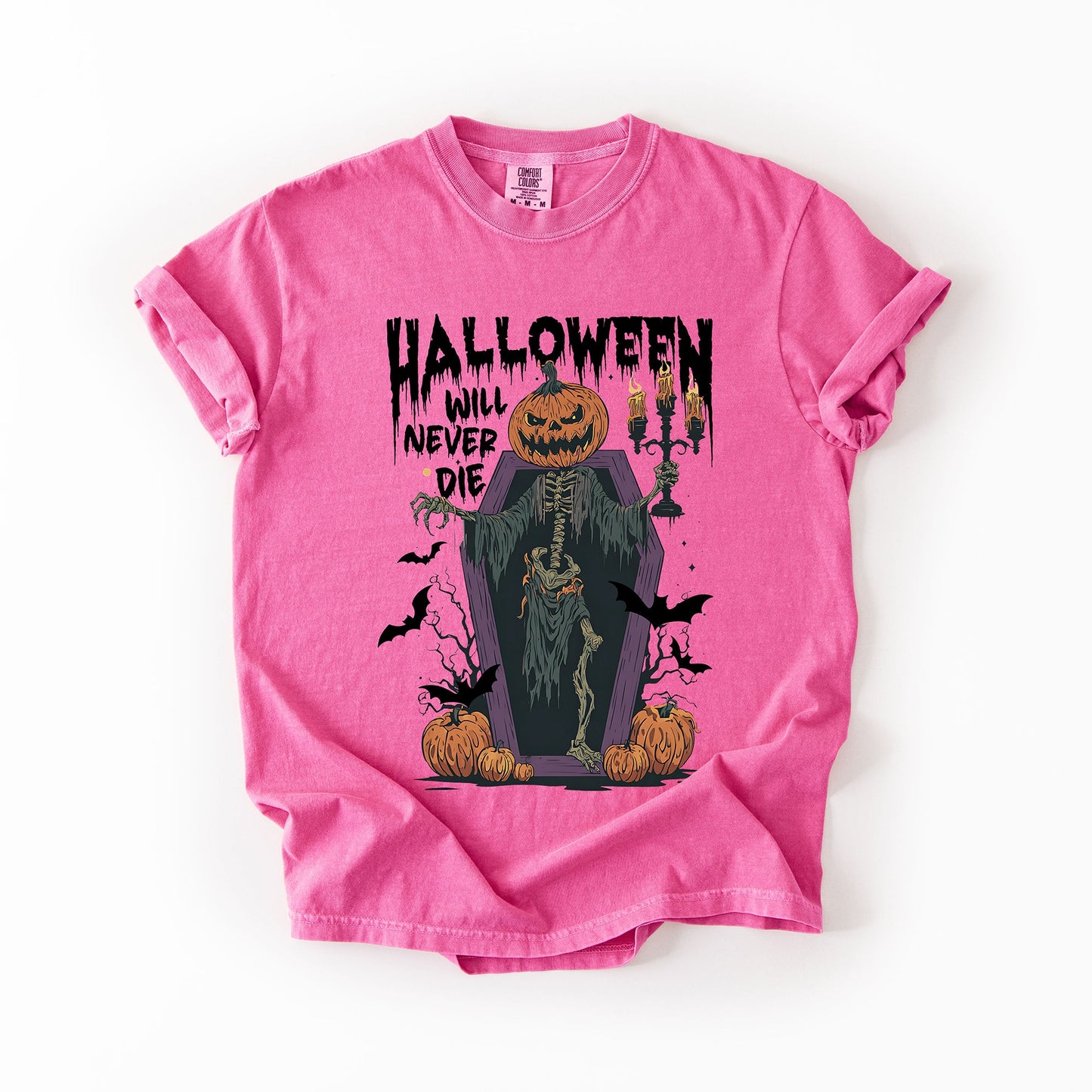 Halloween Will Never Die, Spooky, Jack o Lantern, Pumpkin, Comfort Colors T-Shirt