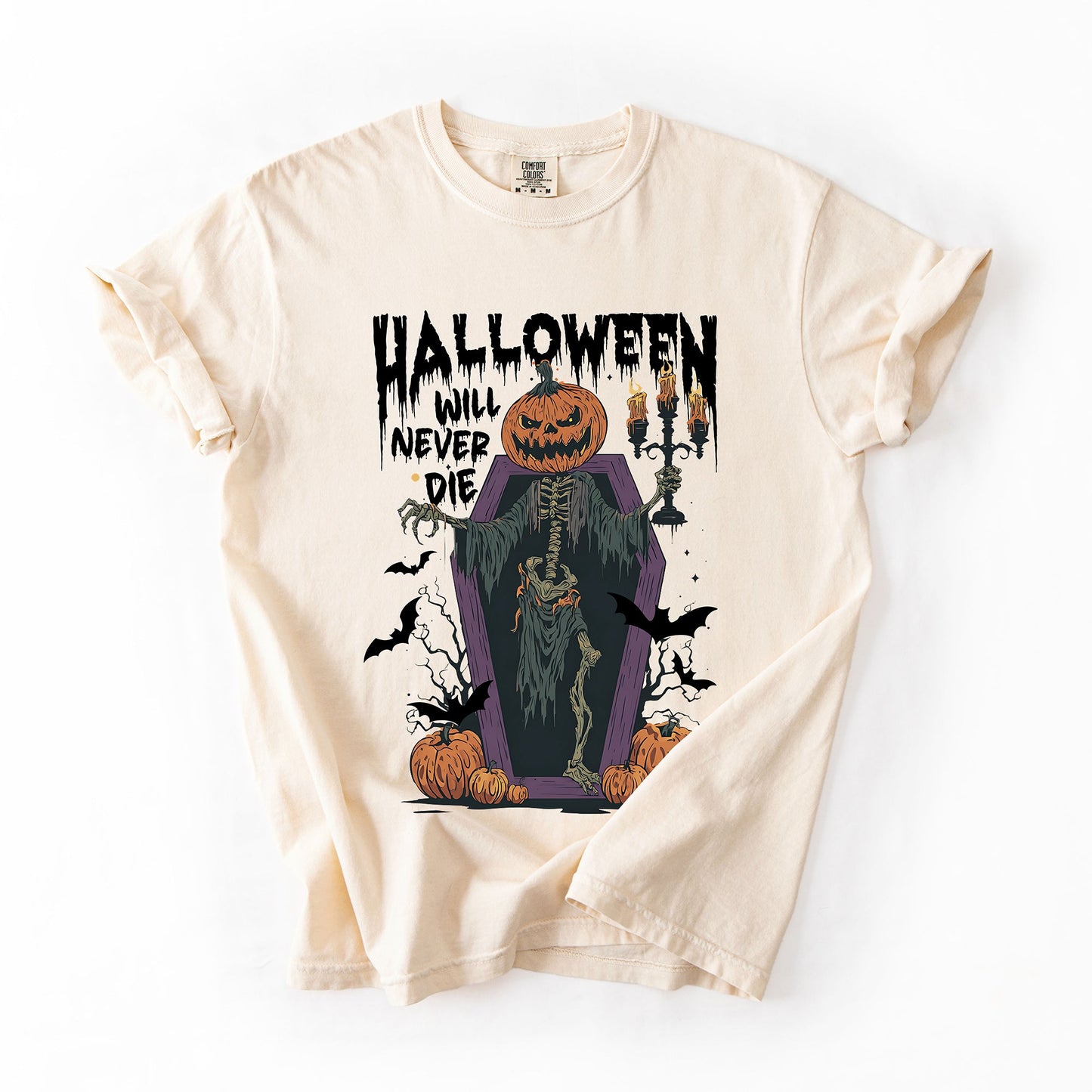 Halloween Will Never Die, Spooky, Jack o Lantern, Pumpkin, Comfort Colors T-Shirt