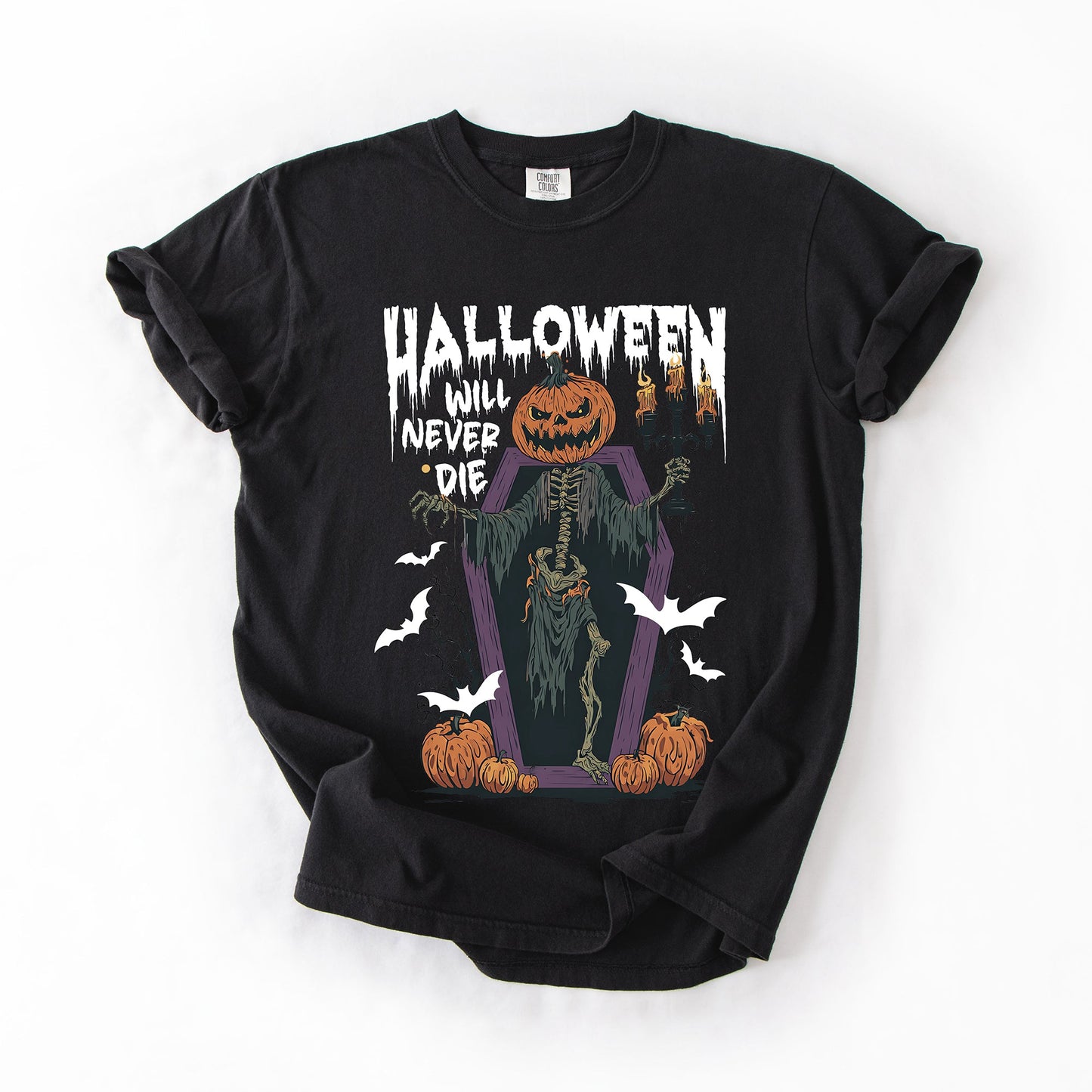 Halloween Will Never Die, Spooky, Jack o Lantern, Pumpkin, Comfort Colors T-Shirt