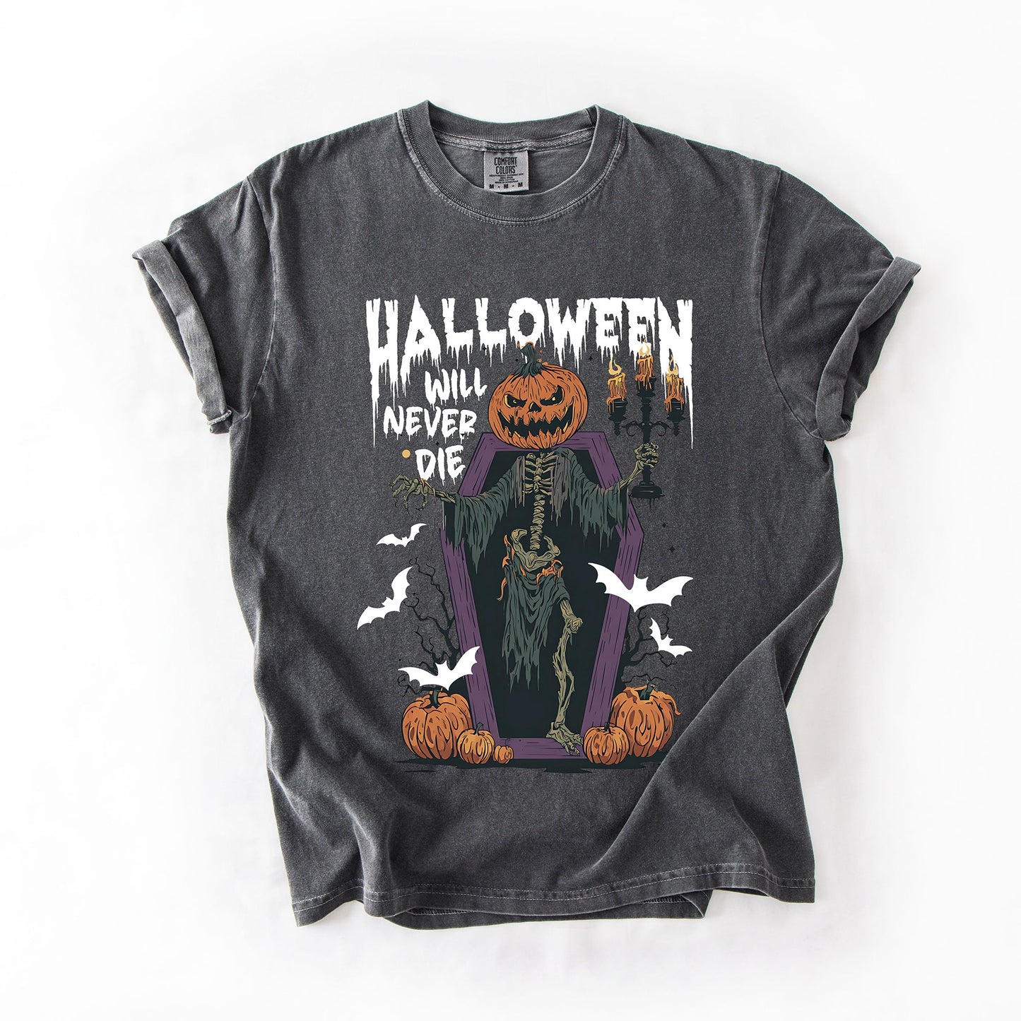 Halloween Will Never Die, Spooky, Jack o Lantern, Pumpkin, Comfort Colors T-Shirt
