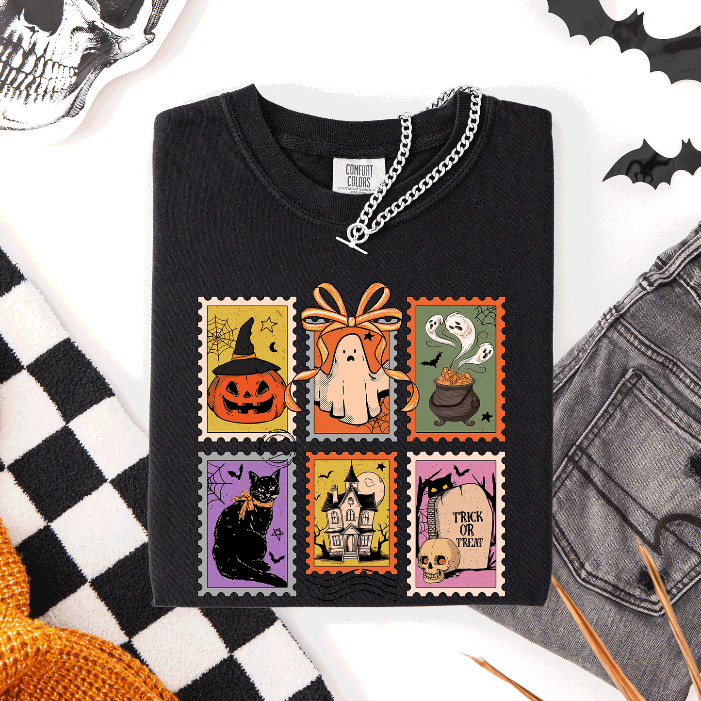 Halloween, Ghost, Black Cat, Pumpkin, Witch, Classic, Comfort Colors T-Shirt