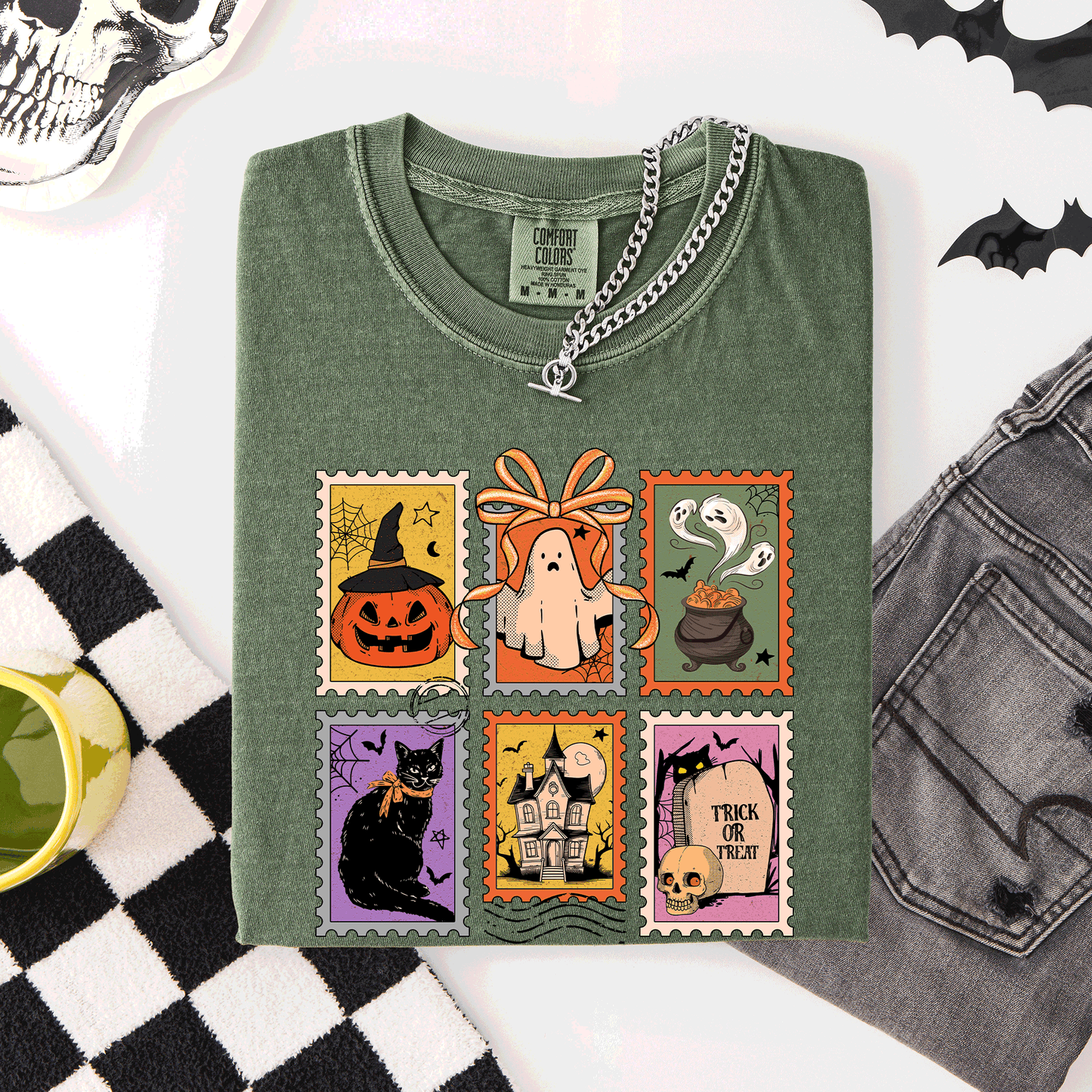 Halloween, Ghost, Black Cat, Pumpkin, Witch, Classic, Comfort Colors T-Shirt