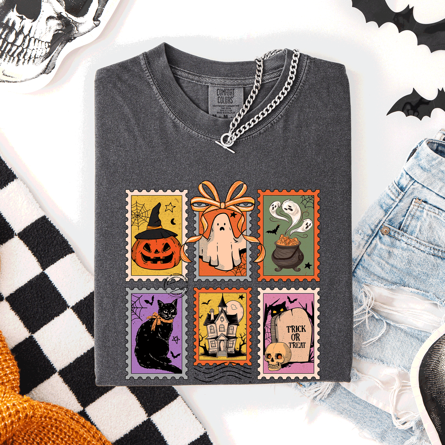 Halloween, Ghost, Black Cat, Pumpkin, Witch, Classic, Comfort Colors T-Shirt