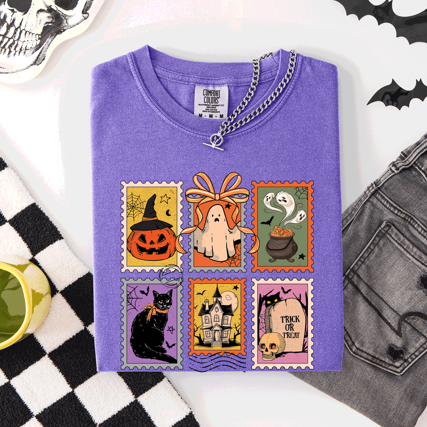 Halloween, Ghost, Black Cat, Pumpkin, Witch, Classic, Comfort Colors T-Shirt