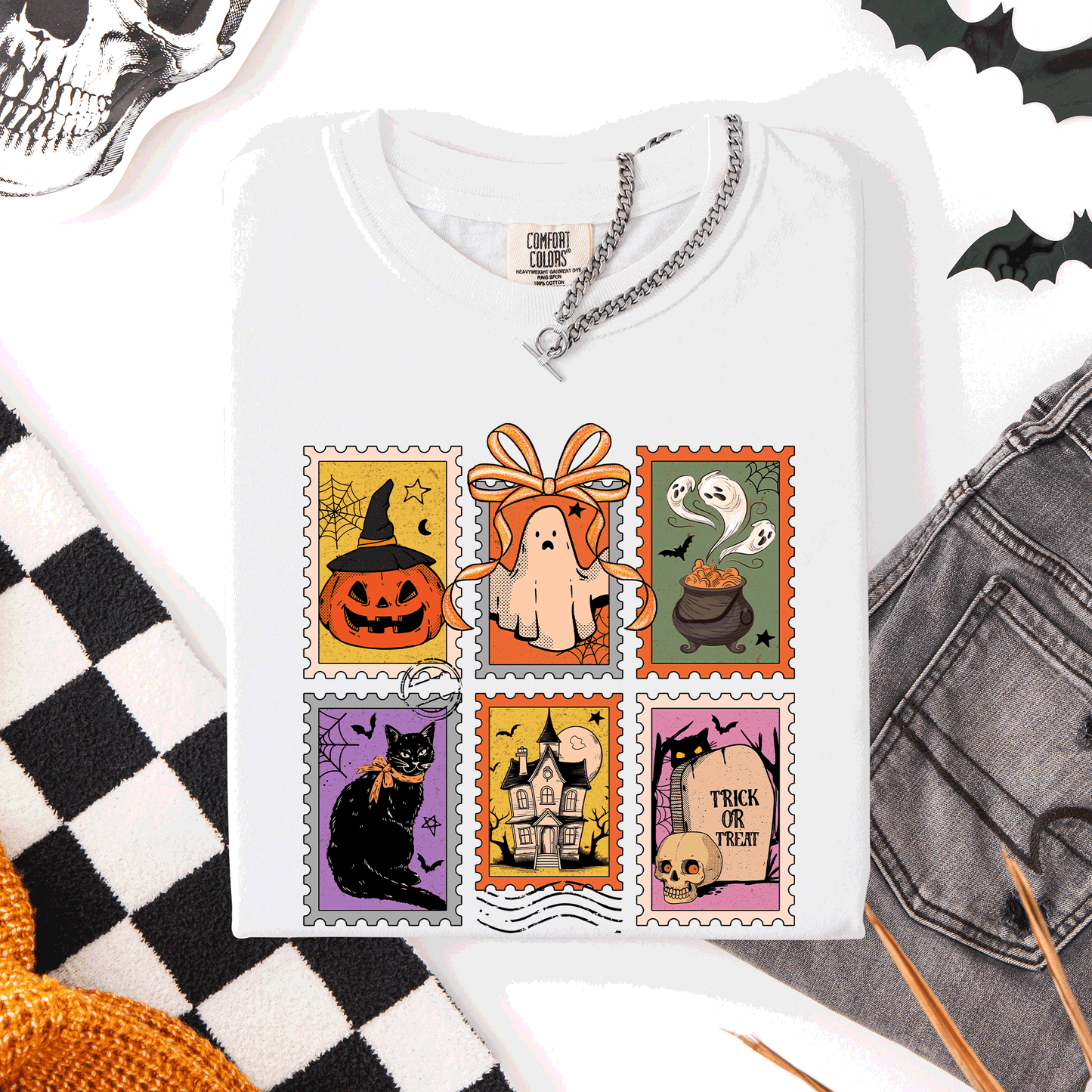 Halloween, Ghost, Black Cat, Pumpkin, Witch, Classic, Comfort Colors T-Shirt