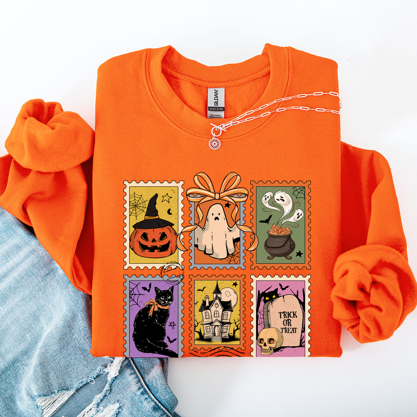 Halloween, Ghost, Black Cat, Pumpkin, Witch, Classic Sweatshirt