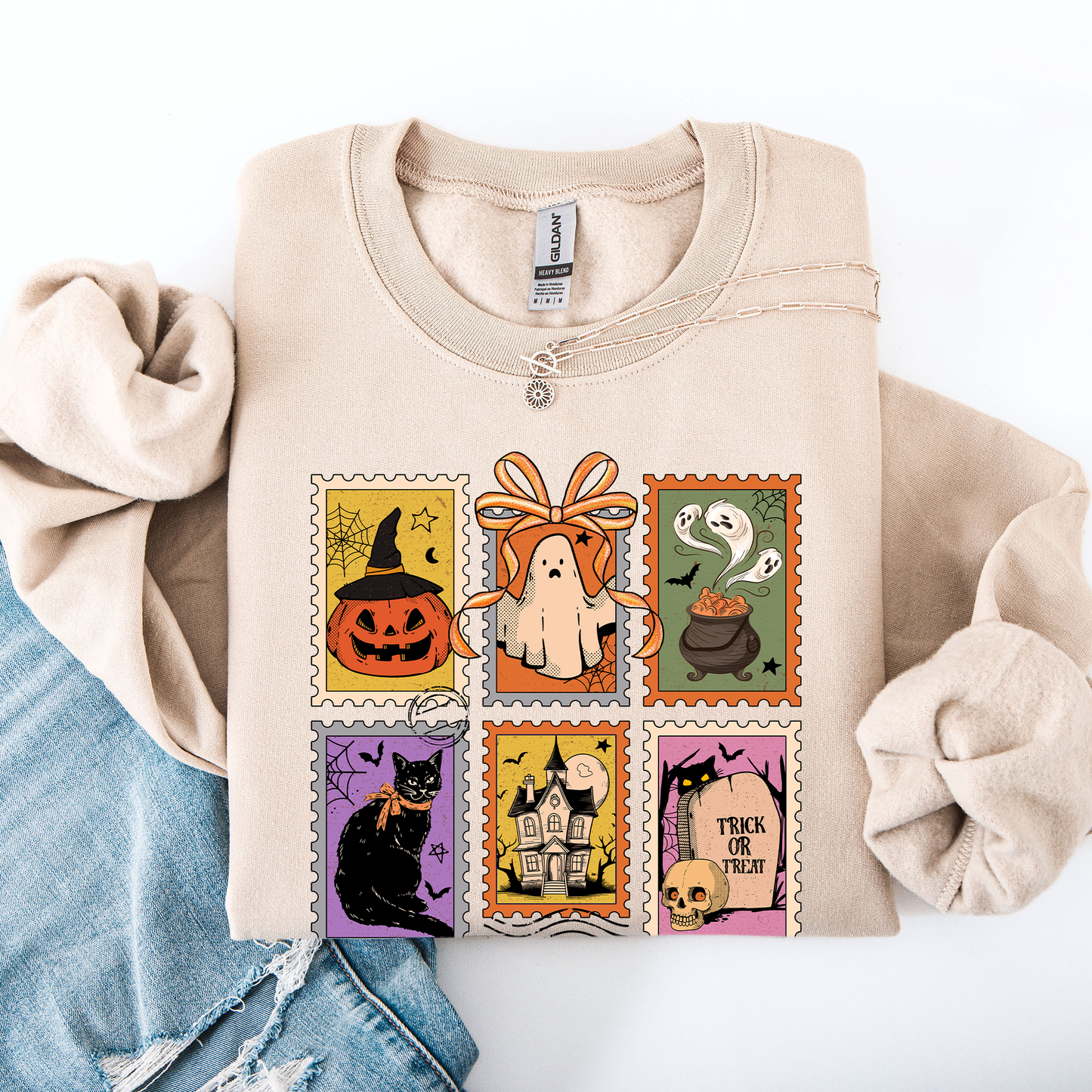 Halloween, Ghost, Black Cat, Pumpkin, Witch, Classic Sweatshirt