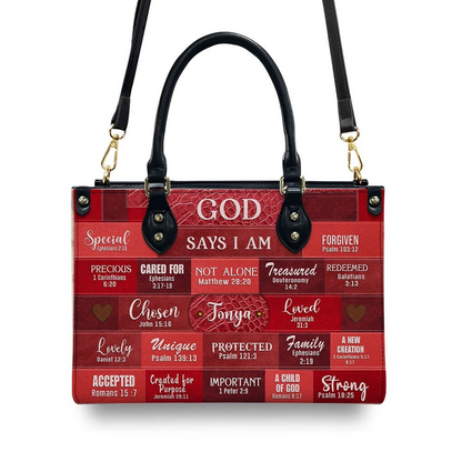 Christianartbag God Says I Am Red - Personalized Leather Handbag - Gift For Women, Christian Gift