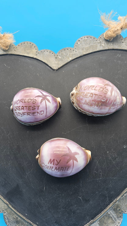 Carved Cowrie Shell Magnet – Coastal Gift Boyfriend, Mom, Girlfriend, Dad, or Soulmate 3"