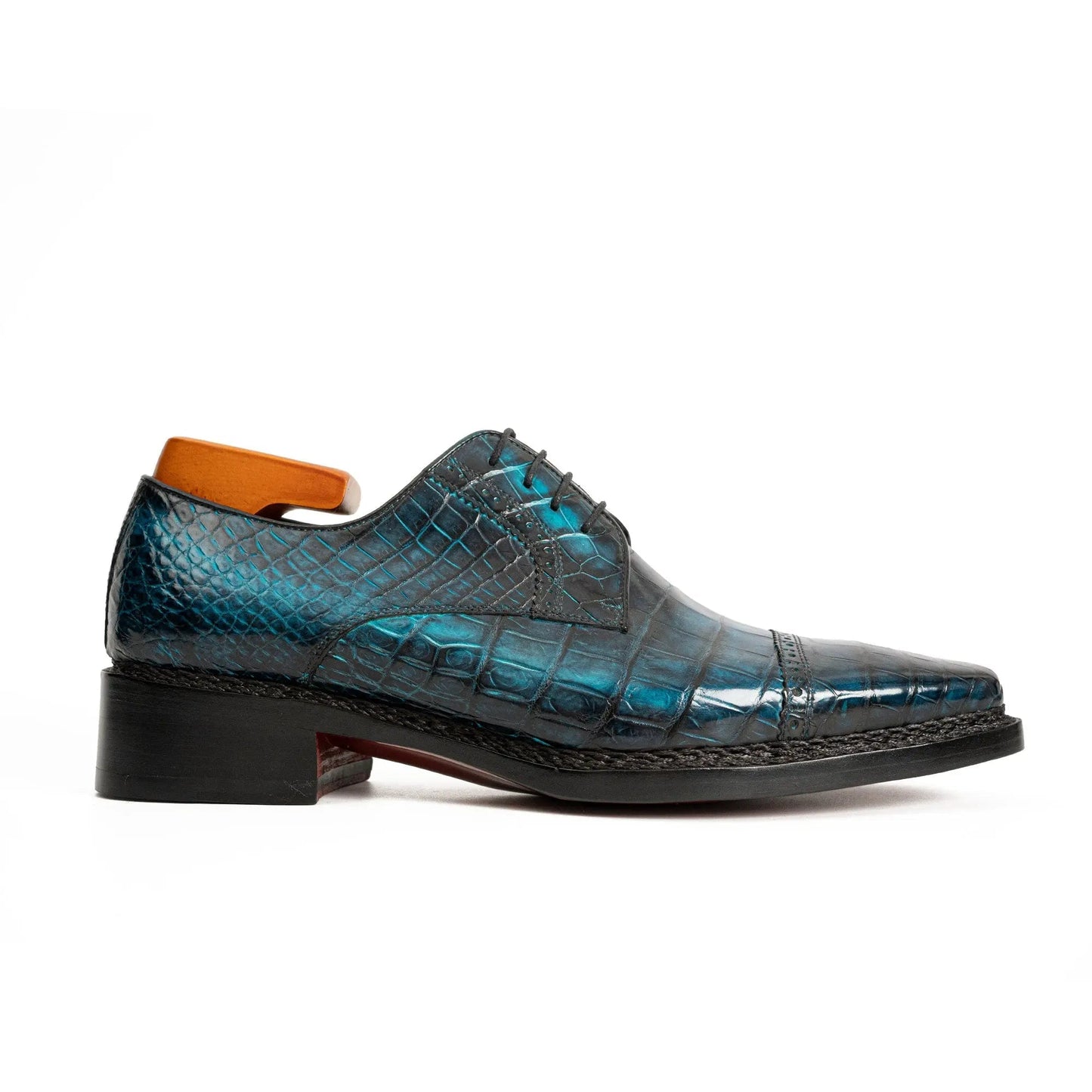 Handmade Nile Crocodile Derby Norwegian Stitch & Silk Lining