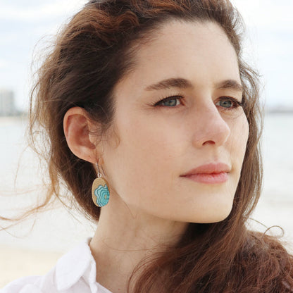 Littoral Oval Earrings – Aqua & Ultramarine Resin Coastal Drops