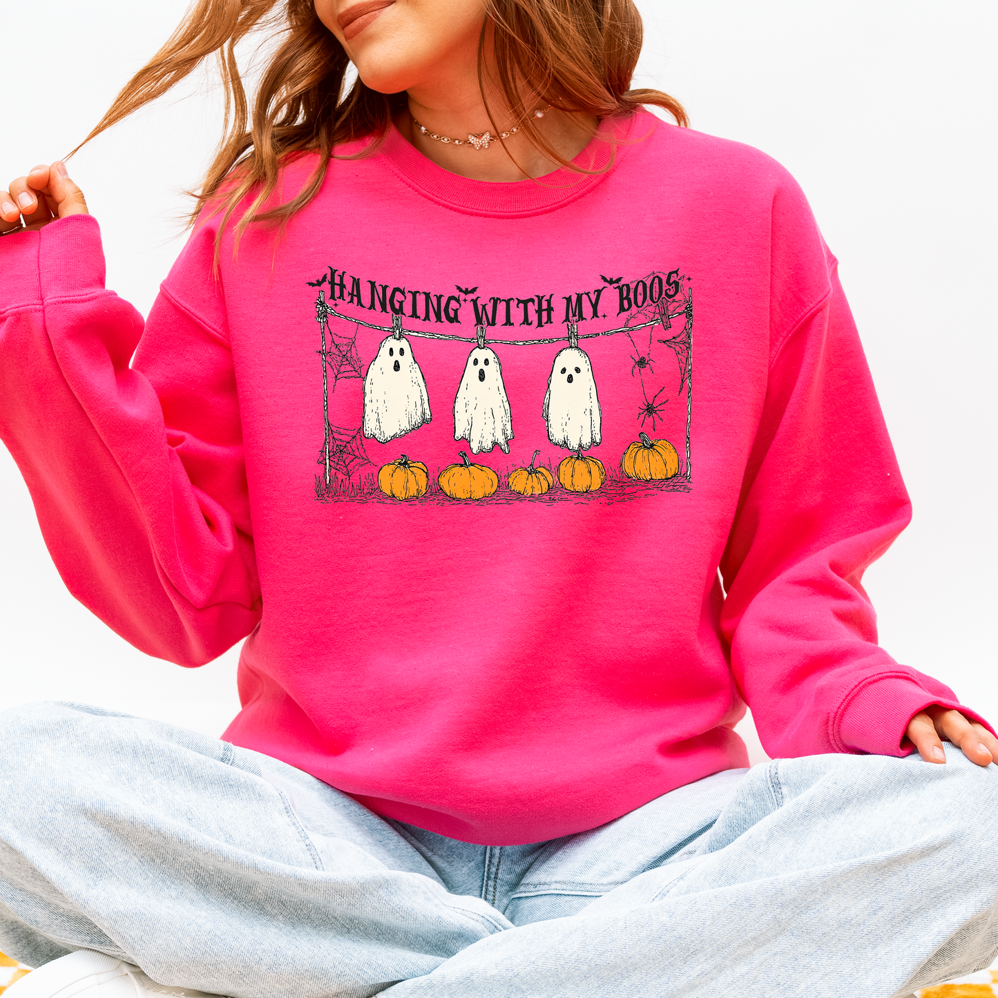 Hanging With My Boos, Ghosts, Halloween, Funny, Pumpkins Sweatshirt