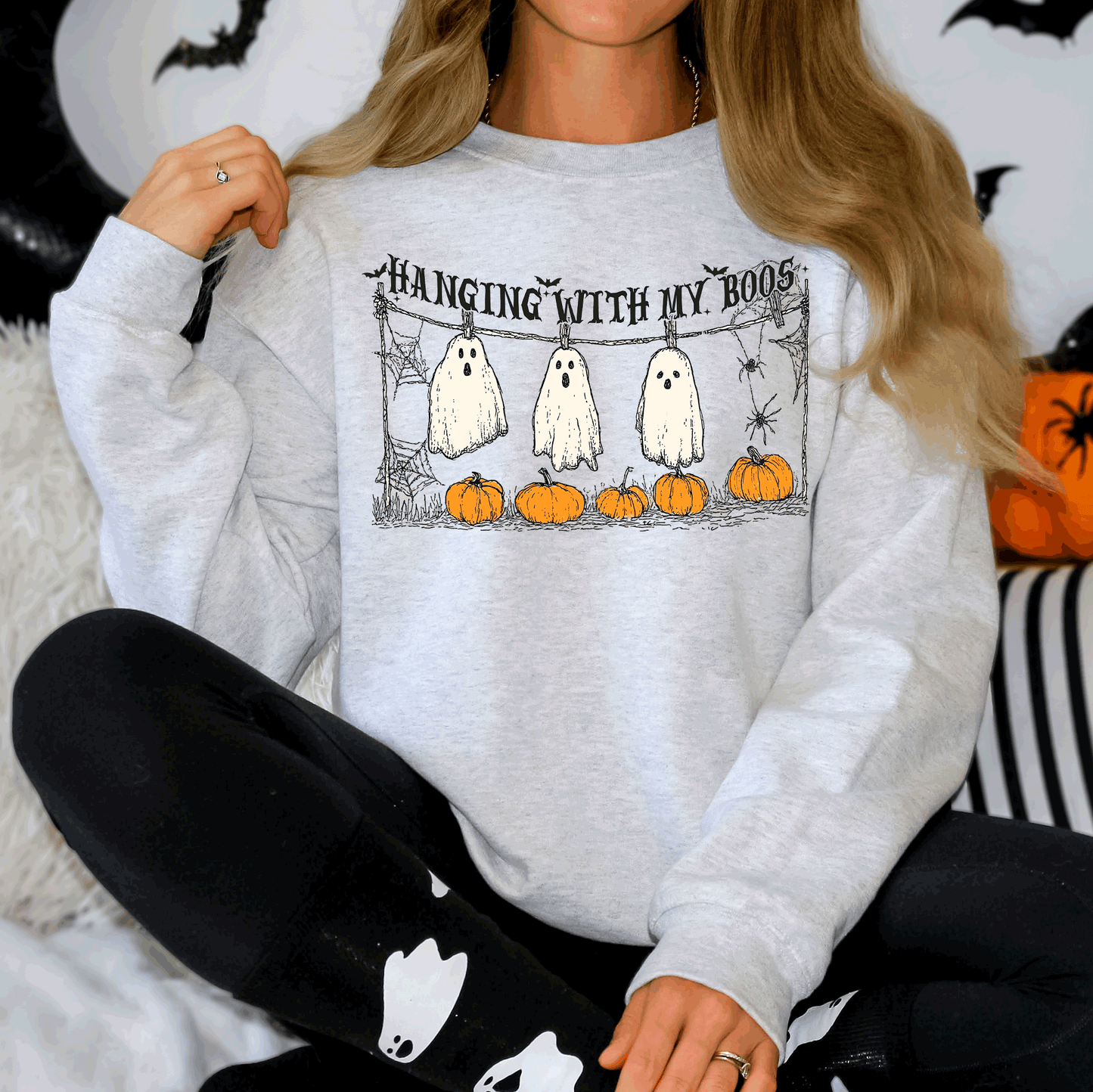 Hanging With My Boos, Ghosts, Halloween, Funny, Pumpkins Sweatshirt