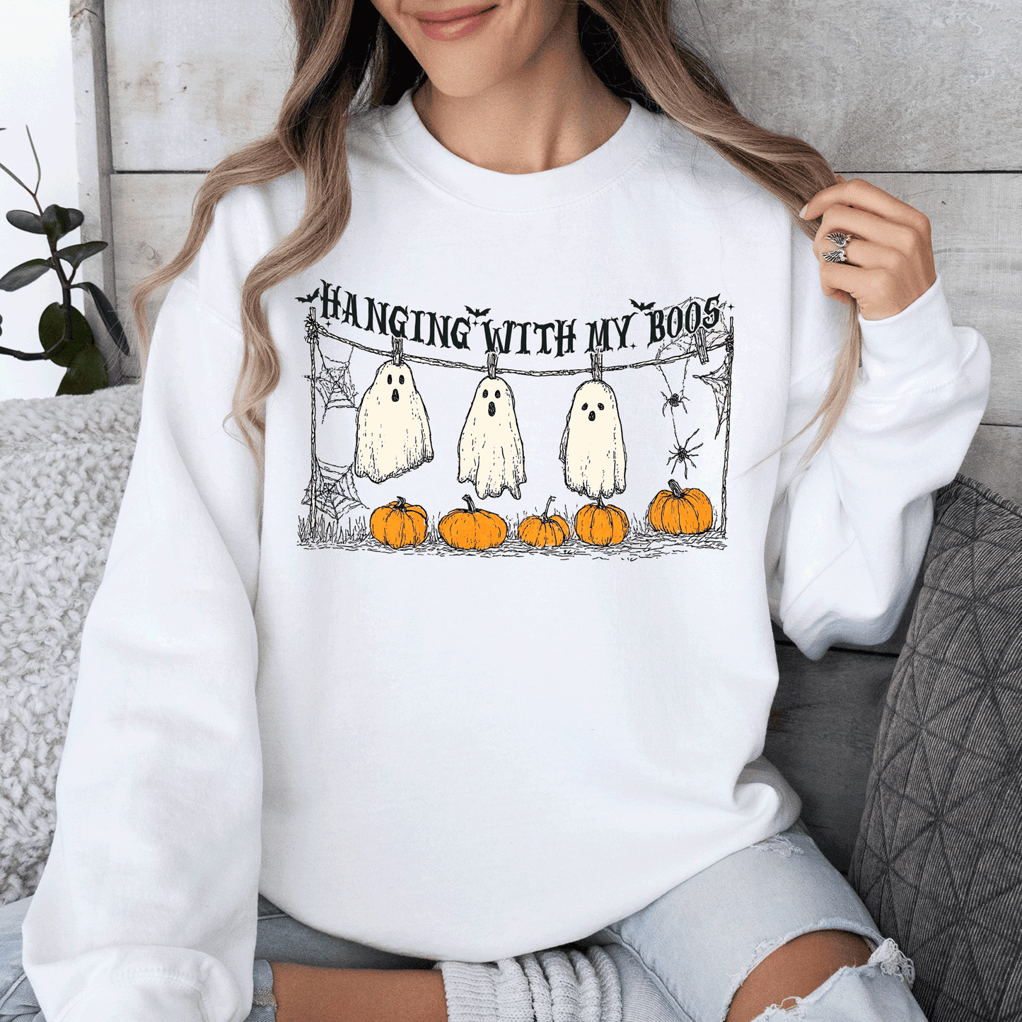 Hanging With My Boos, Ghosts, Halloween, Funny, Pumpkins Sweatshirt