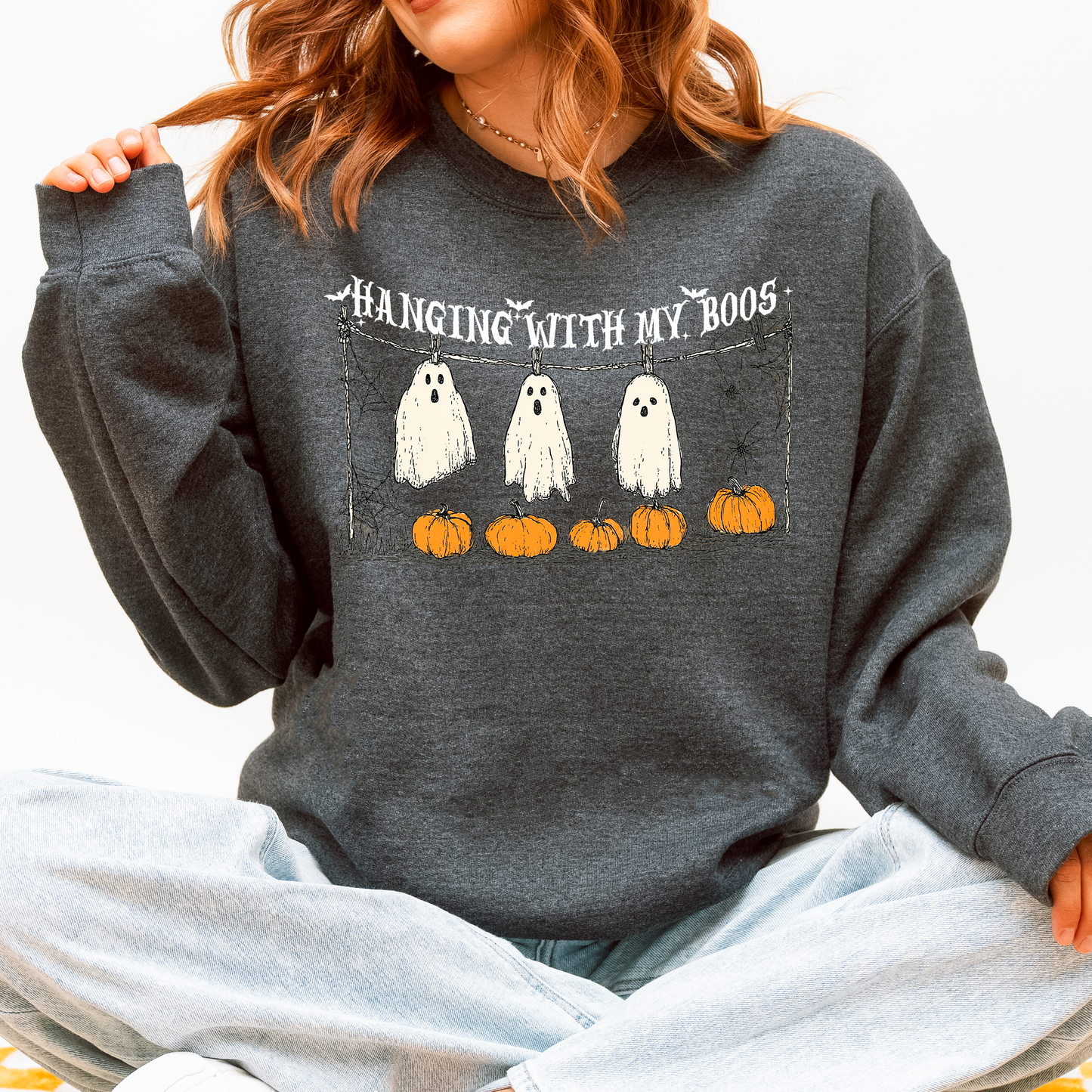 Hanging With My Boos, Ghosts, Halloween, Funny, Pumpkins Sweatshirt