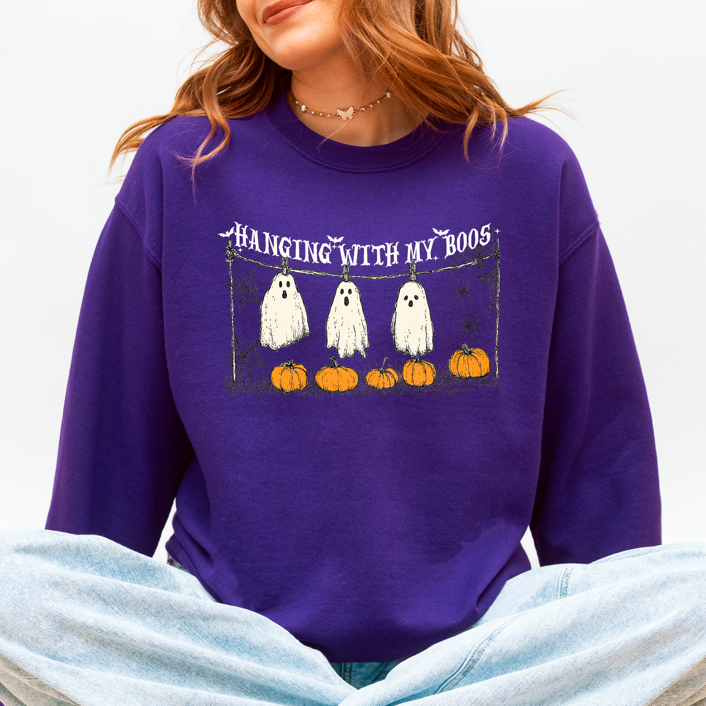 Hanging With My Boos, Ghosts, Halloween, Funny, Pumpkins Sweatshirt