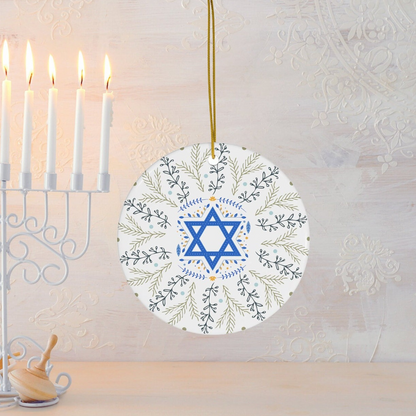 Hanukkah Ceramic Ornament Jewish Holiday - Interfaith Family Gift Ideas, Jewish and Christian Family Decorations