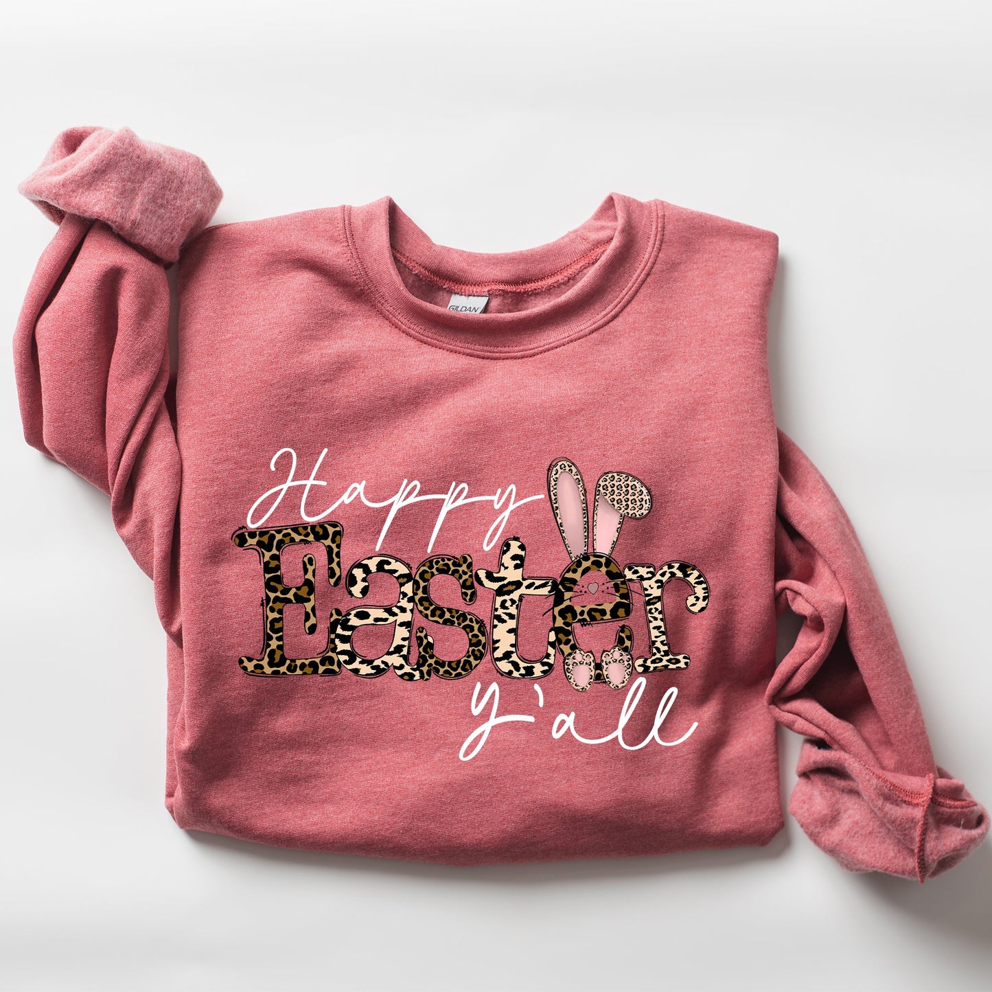 Happy Easter Y'all, Leopard Print, Rabbit Sweatshirt