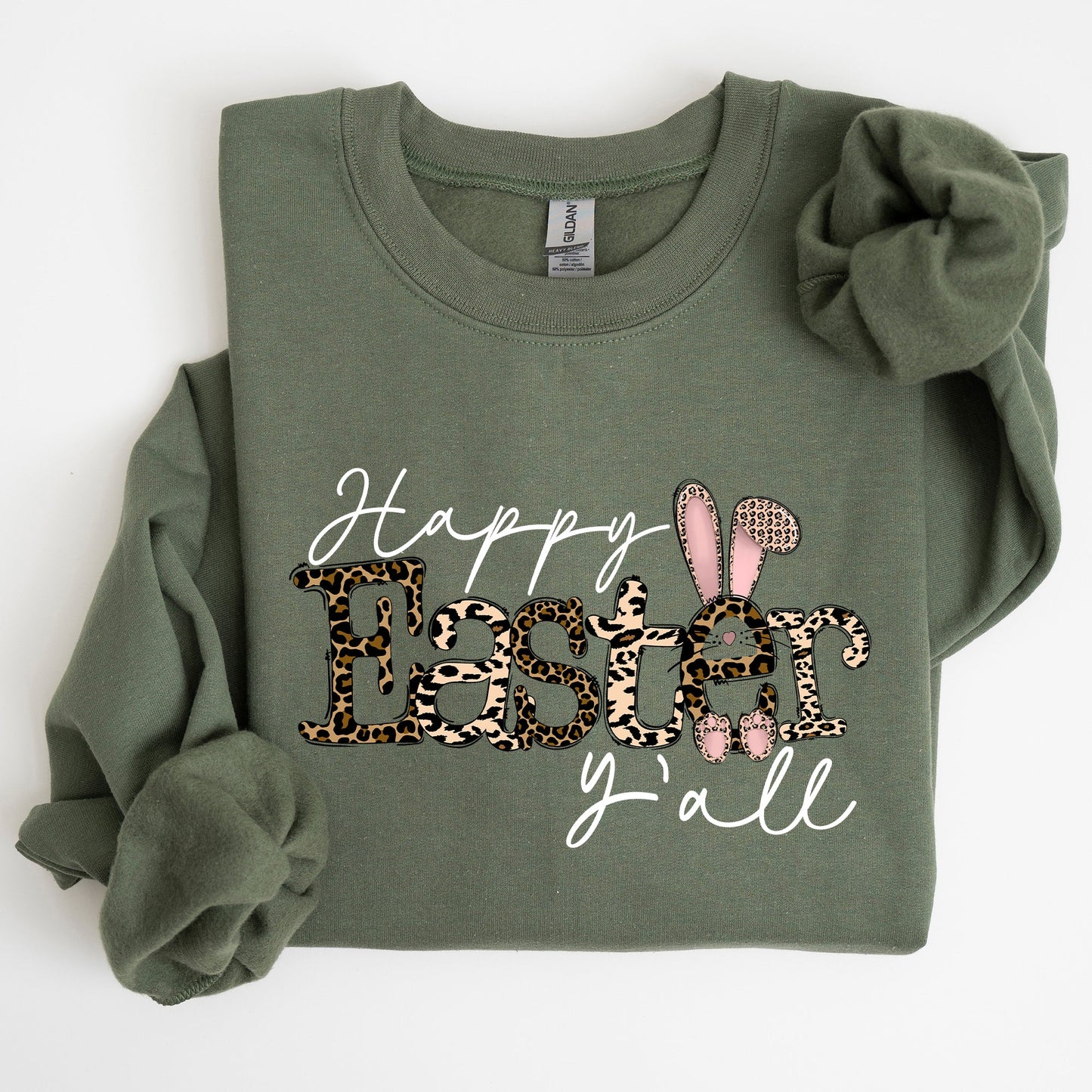 Happy Easter Y'all, Leopard Print, Rabbit Sweatshirt
