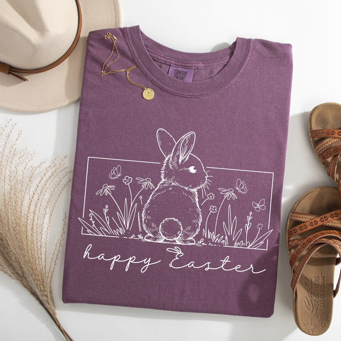 Happy Easter, Minimal, Easter, Bunny, Jesus, Rabbit, Holiday Tshirt Comfort Colors T-Shirt