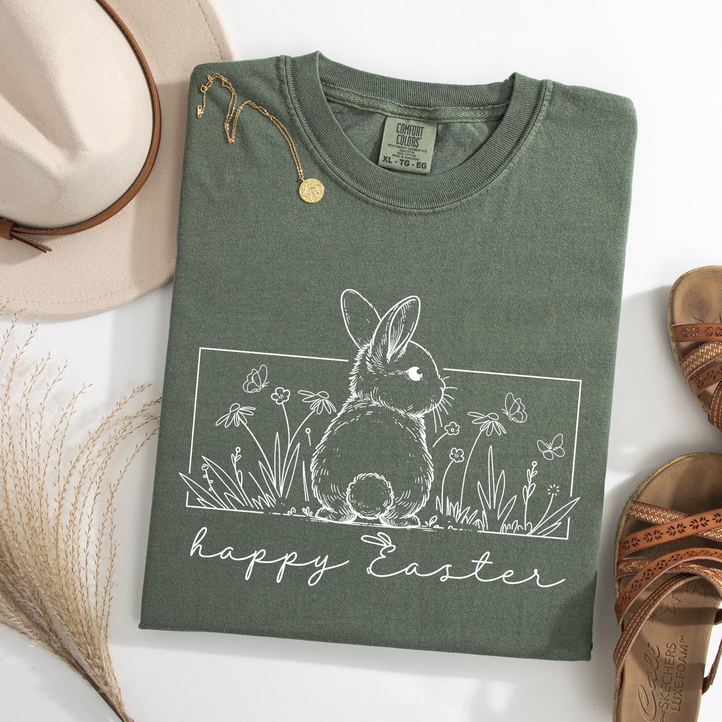 Happy Easter, Minimal, Easter, Bunny, Jesus, Rabbit, Holiday Tshirt Comfort Colors T-Shirt
