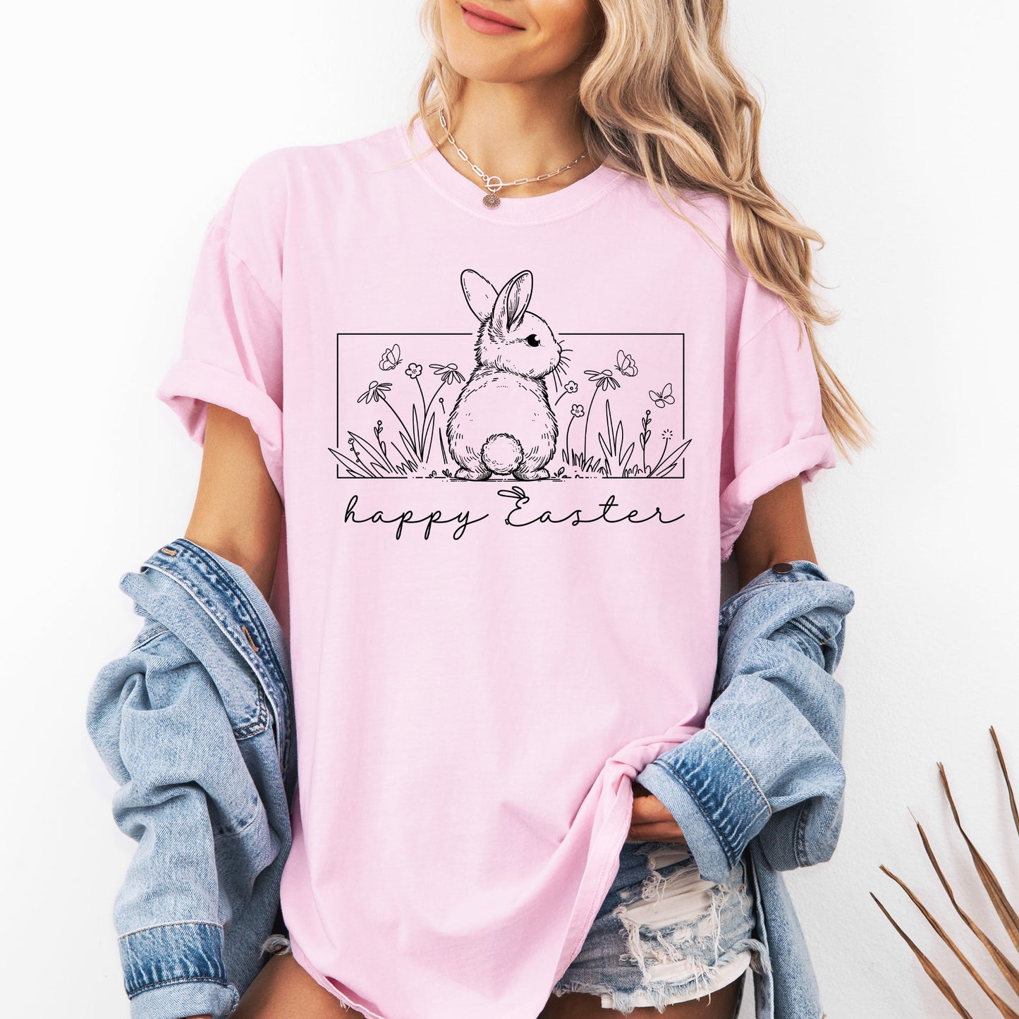 Happy Easter, Minimal, Easter, Bunny, Jesus, Rabbit, Holiday Tshirt Comfort Colors T-Shirt