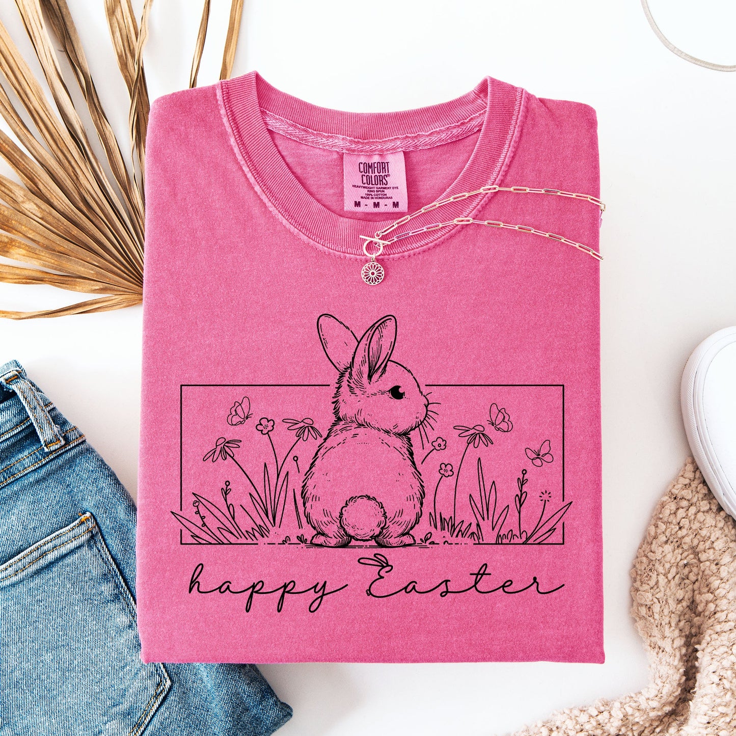 Happy Easter, Minimal, Easter, Bunny, Jesus, Rabbit, Holiday Tshirt Comfort Colors T-Shirt