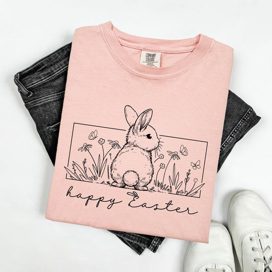 Happy Easter, Minimal, Easter, Bunny, Jesus, Rabbit, Holiday Tshirt Comfort Colors T-Shirt