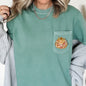 Happy Fall, Pumpkin, Thanksgiving, Flowers, Pocket Tee Comfort Colors T-Shirt