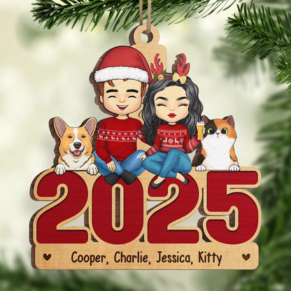 Happy Howlidays With All Our Love - Dog & Cat - Personalized Custom Shaped Ornament - Christmas Gift For Family, Pet Owners, Pet Lovers