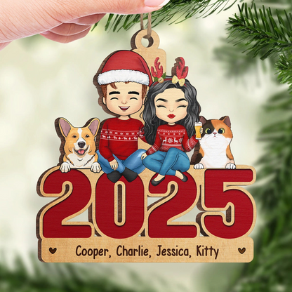 Happy Howlidays With All Our Love - Dog & Cat - Personalized Custom Shaped Ornament - Christmas Gift For Family, Pet Owners, Pet Lovers