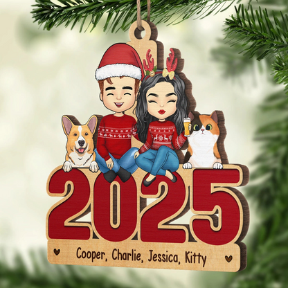 Happy Howlidays With All Our Love - Dog & Cat - Personalized Custom Shaped Ornament - Christmas Gift For Family, Pet Owners, Pet Lovers