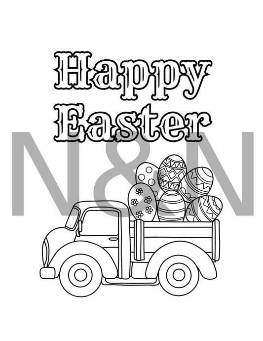 Easter Coloring Pages Printable Bundle - 10 Fun Easter Activity Sheets for Kids, Easter Basket Filler, Instant Digital Download