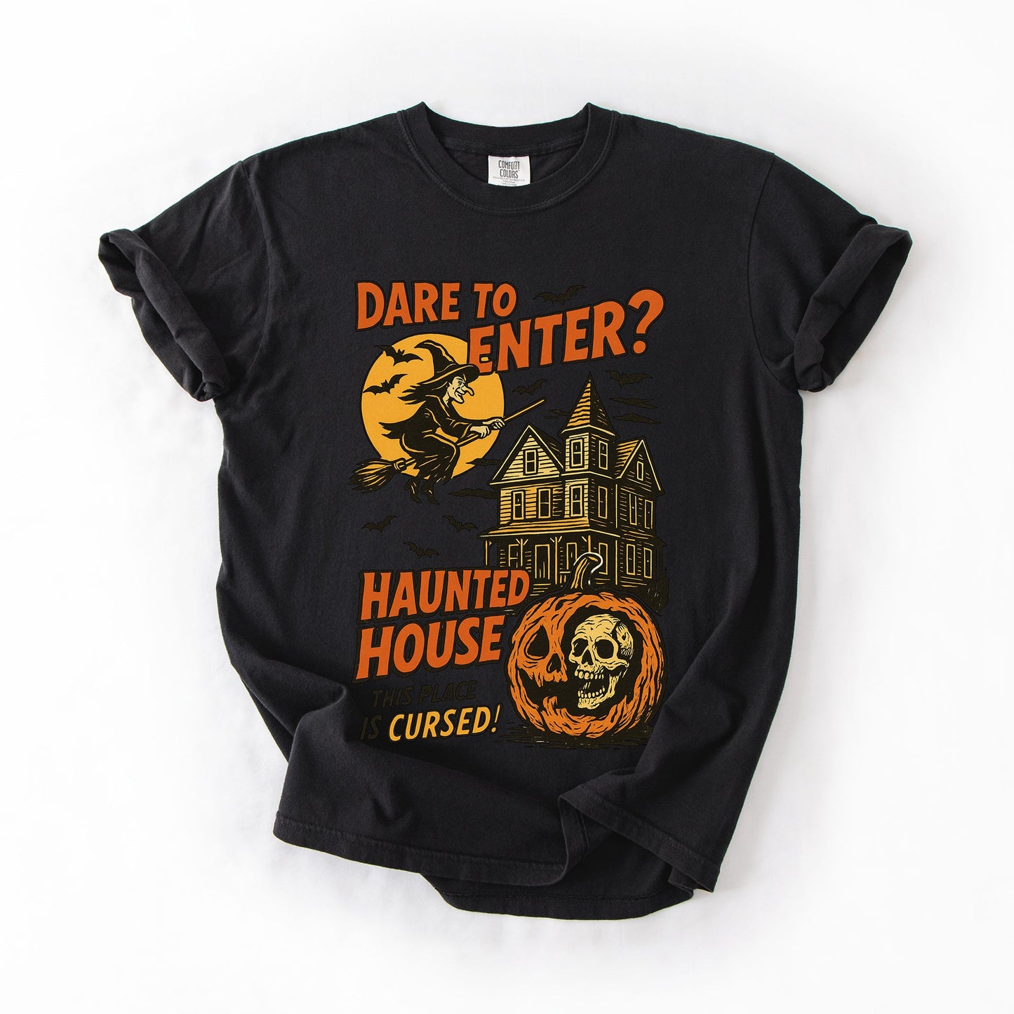Haunted House, Halloween, Retro, Spooky, Witch, Comfort Colors T-Shirt