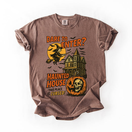 Haunted House, Halloween, Retro, Spooky, Witch, Comfort Colors T-Shirt