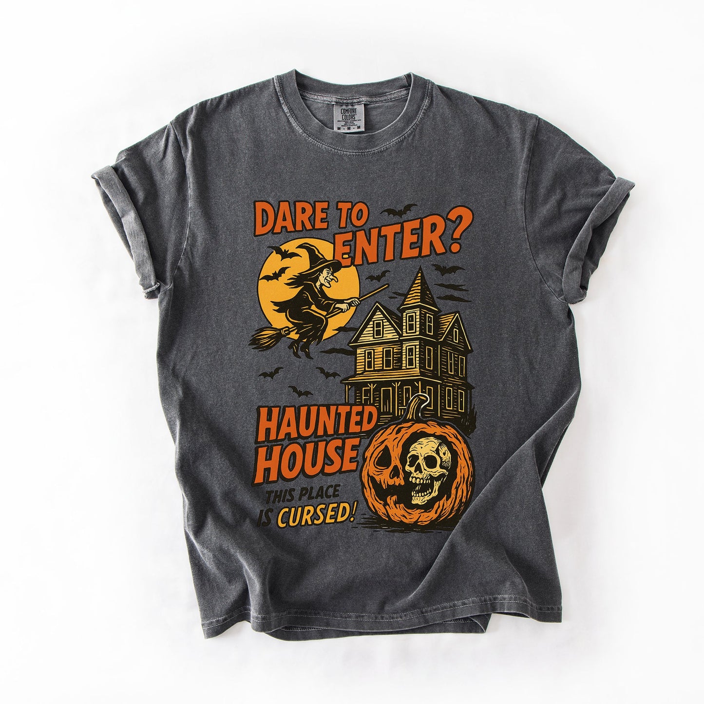 Haunted House, Halloween, Retro, Spooky, Witch, Comfort Colors T-Shirt