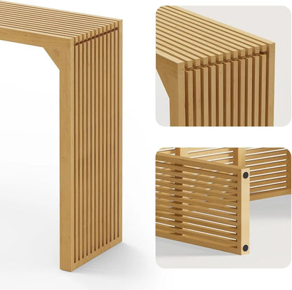 Hausvita HiKingQueens 35" Dining Bench, Indoor Wood Bench for Entryway,Living Room,Kitchen and Bedroom (Nature, Long Bench)
