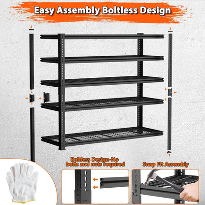 Hausvita Storage Shelves Heavy Duty, 48" L x 18" W x 72" H Garage Wire Shelving Unit Loads 2000LBS, 5-tier Adjustable Metal Industrial Utility Shelf Rack for Kitchen, Laundry Room, Pantry, Warehouse, Basement