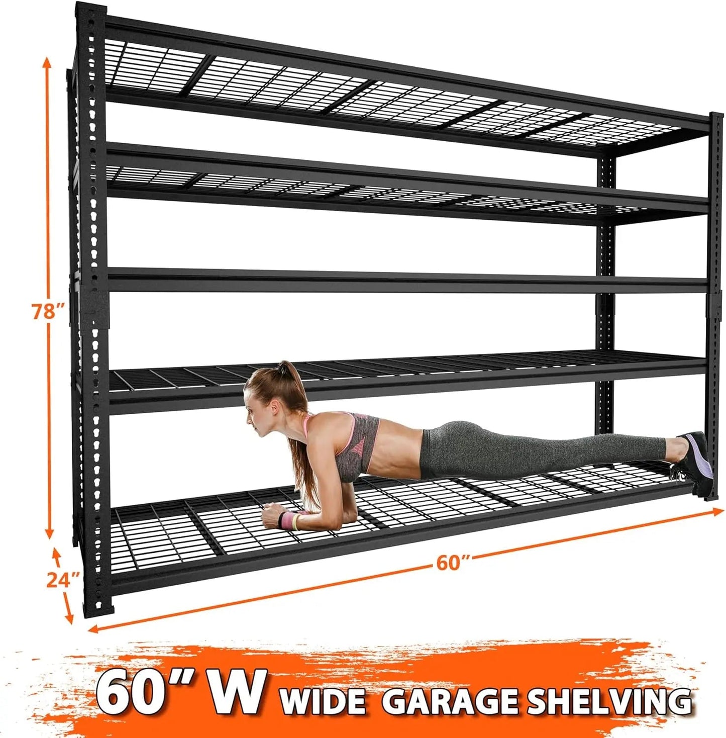 Hausvita Storage Shelves Heavy Duty, 48" L x 18" W x 72" H Garage Wire Shelving Unit Loads 2000LBS, 5-tier Adjustable Metal Industrial Utility Shelf Rack for Kitchen, Laundry Room, Pantry, Warehouse, Basement