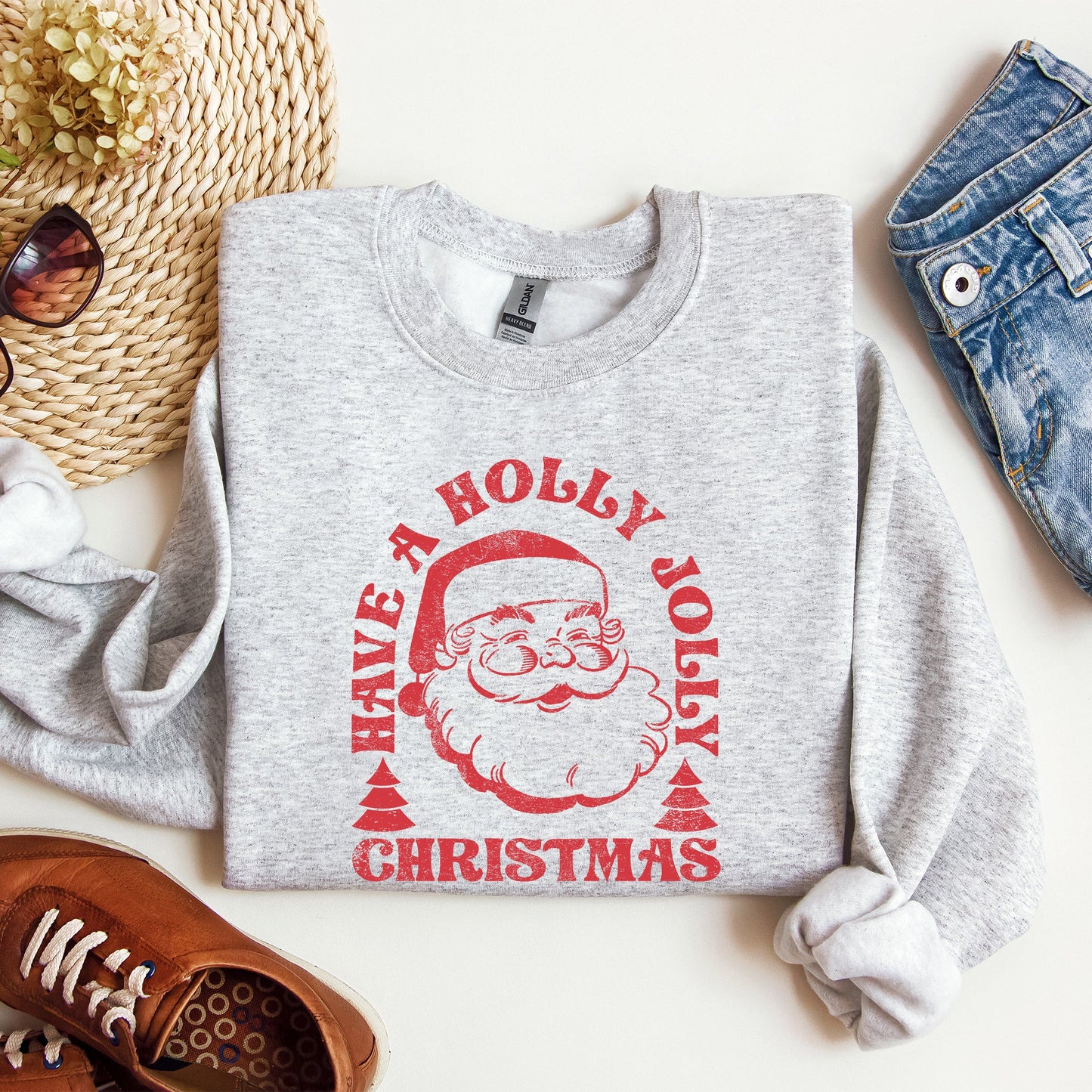 Have A Holly Jolly Christmas, Classic Retro Santa, Winter, Xmas Sweatshirt