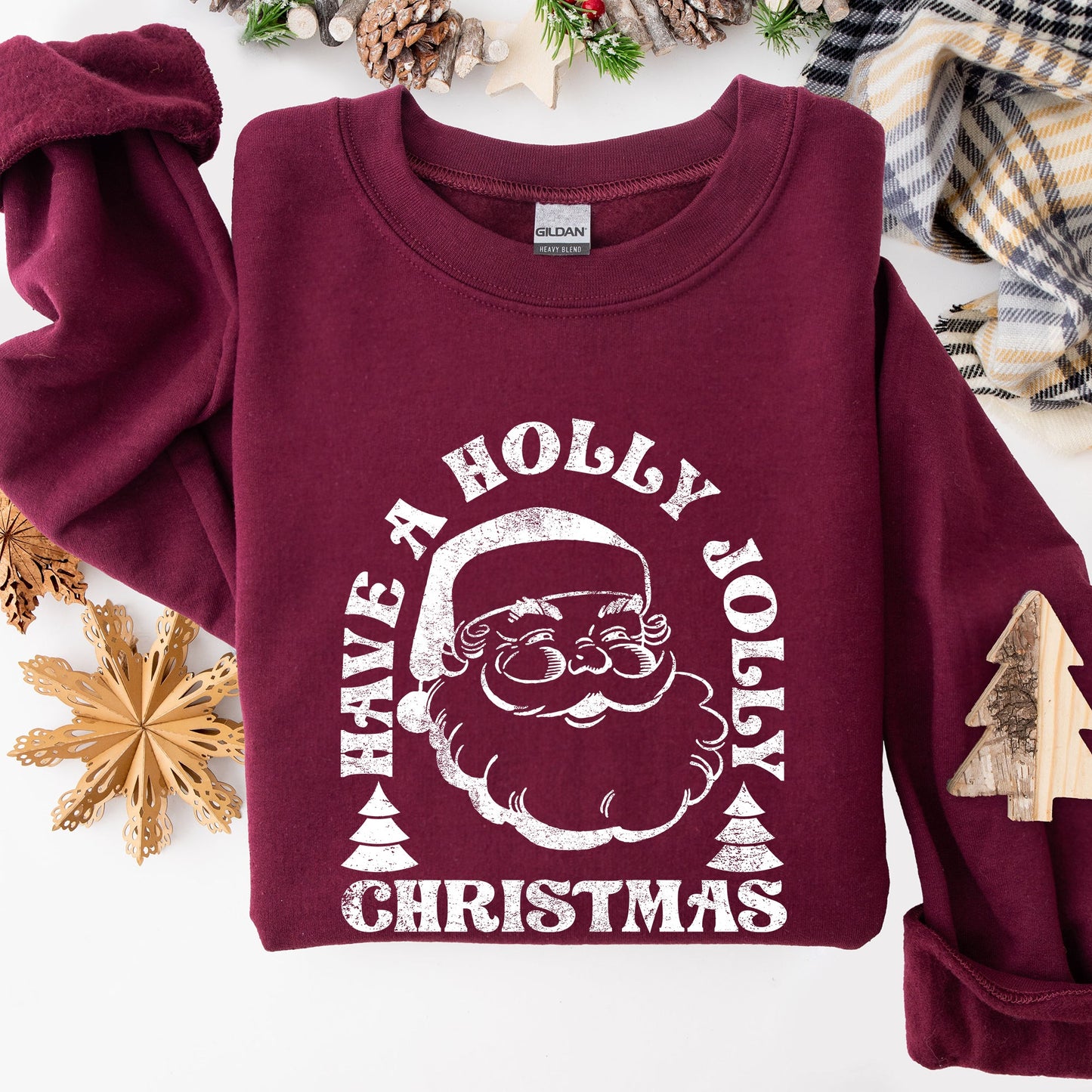 Have A Holly Jolly Christmas, Classic Retro Santa, Winter, Xmas Sweatshirt