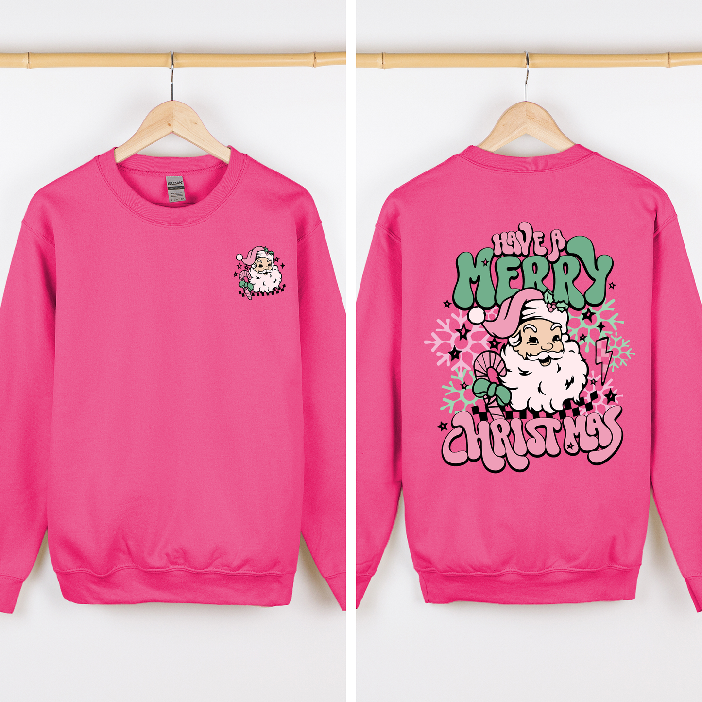 Have A Merry Christmas, Retro, Front and Back, Santa, Trendy Sweatshirt
