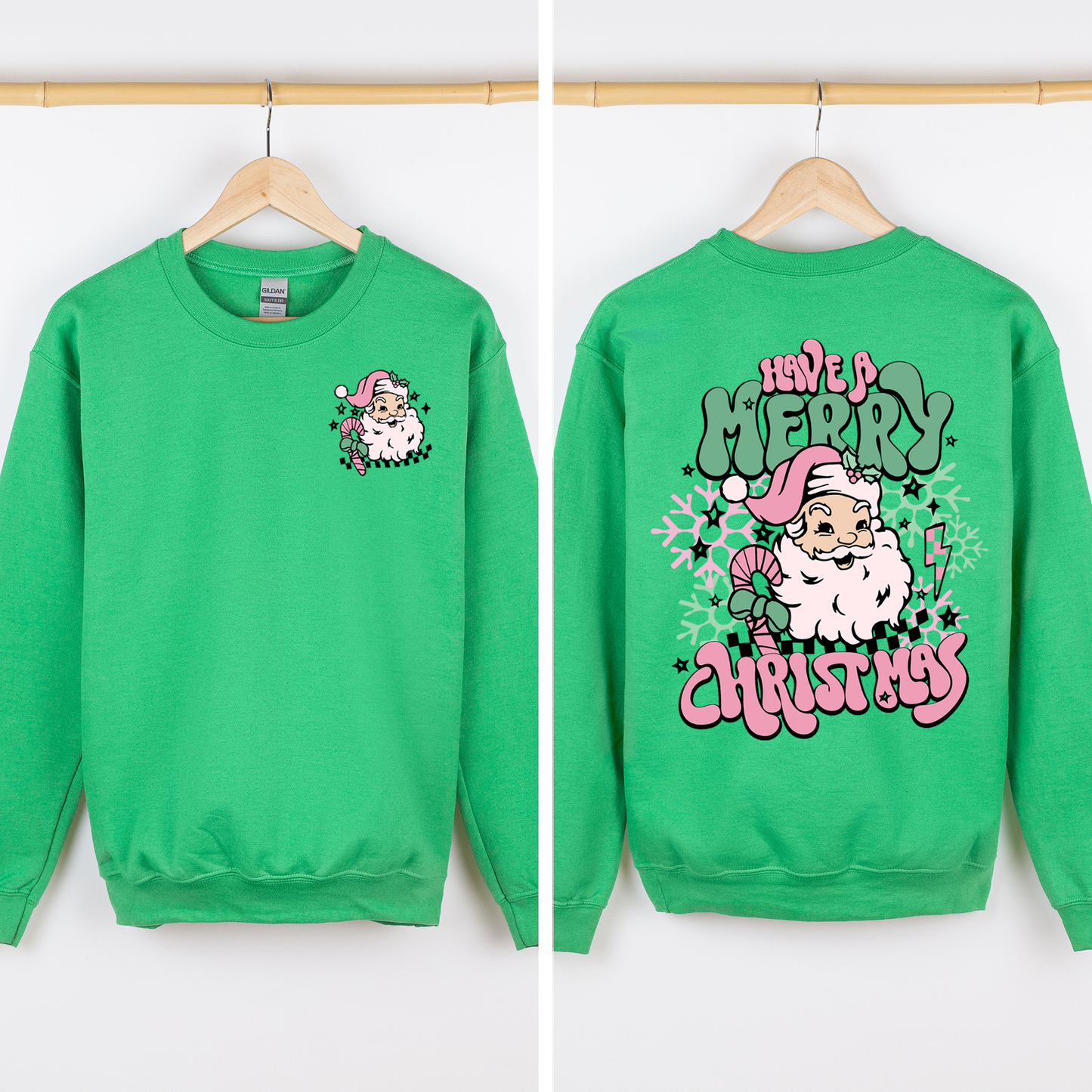 Have A Merry Christmas, Retro, Front and Back, Santa, Trendy Sweatshirt