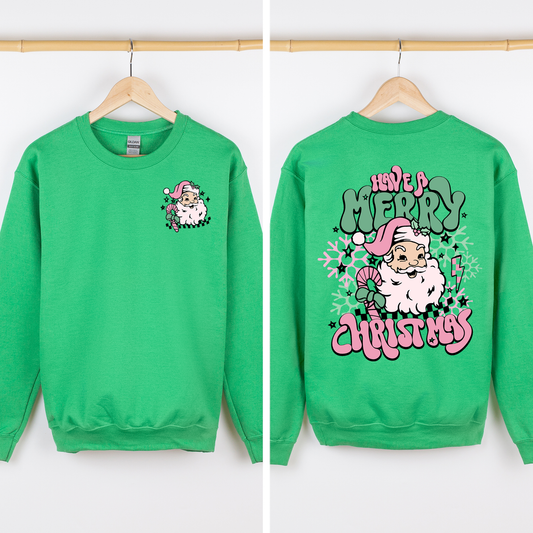 Have A Merry Christmas, Retro, Front and Back, Santa, Trendy Sweatshirt