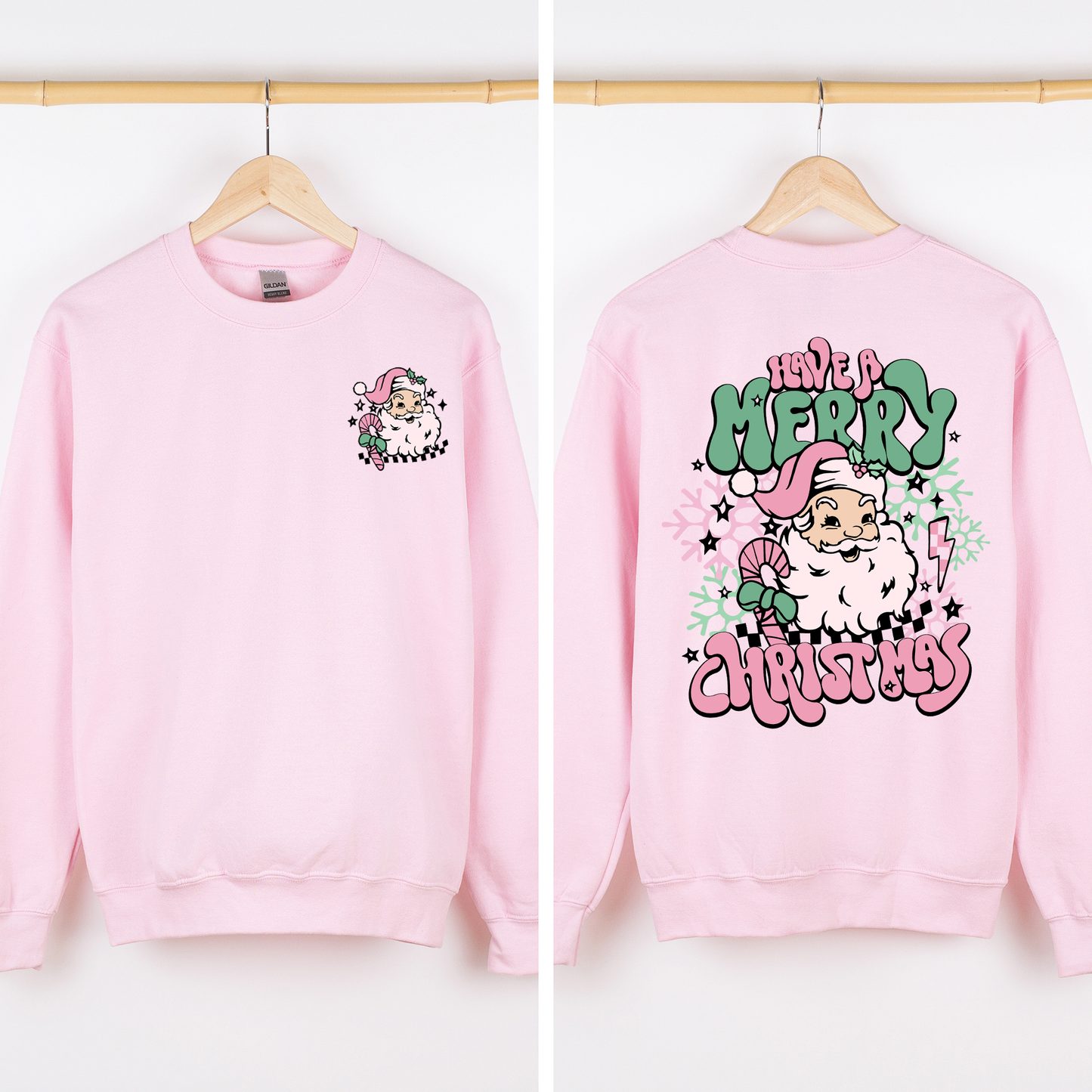Have A Merry Christmas, Retro, Front and Back, Santa, Trendy Sweatshirt