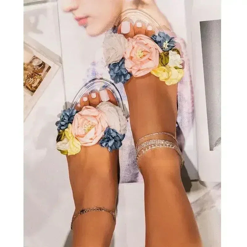 2025 Flower Beach Transparent Slippers - Summer Slides | Femstylo
